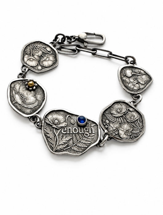 Botanical "Enough" Sterling Silver Bracelet