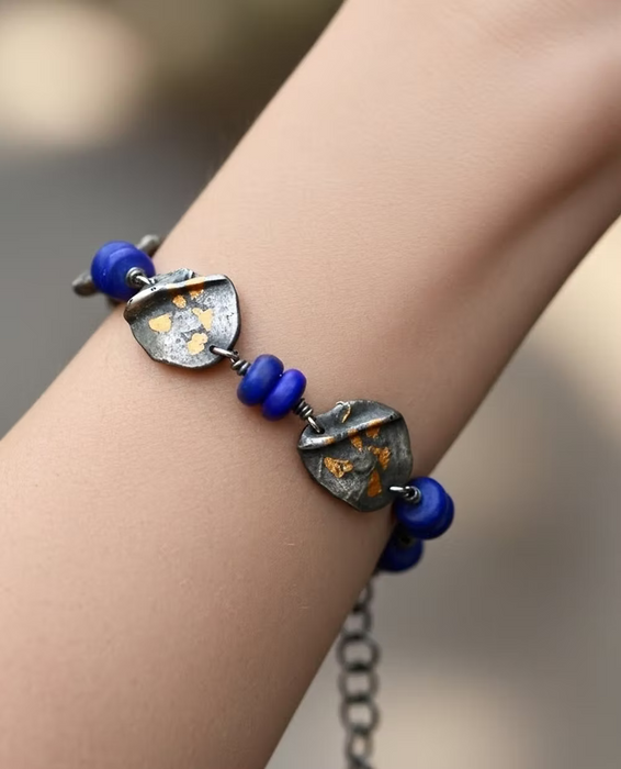 Sterling Silver Sand Dune Bracelet with Lapis