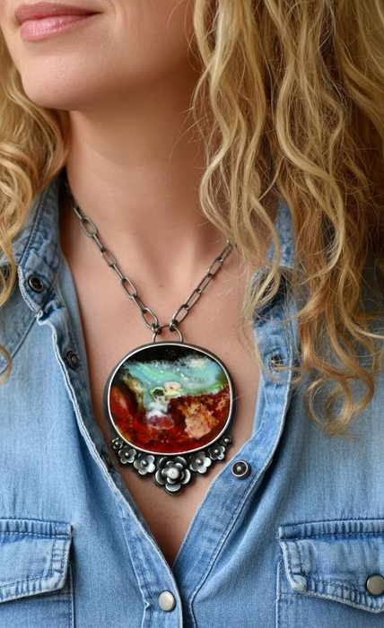 Where Land Meets Sea - Collector Opalized Wood Neckace