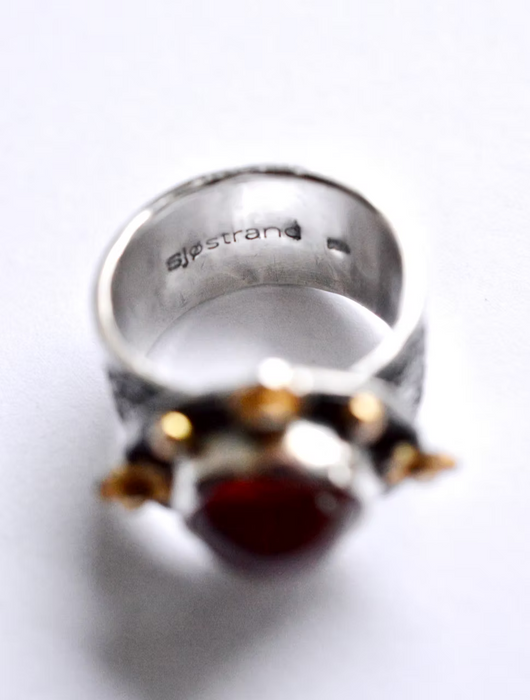 Spessartine Garnet Ring in Silver and Gold