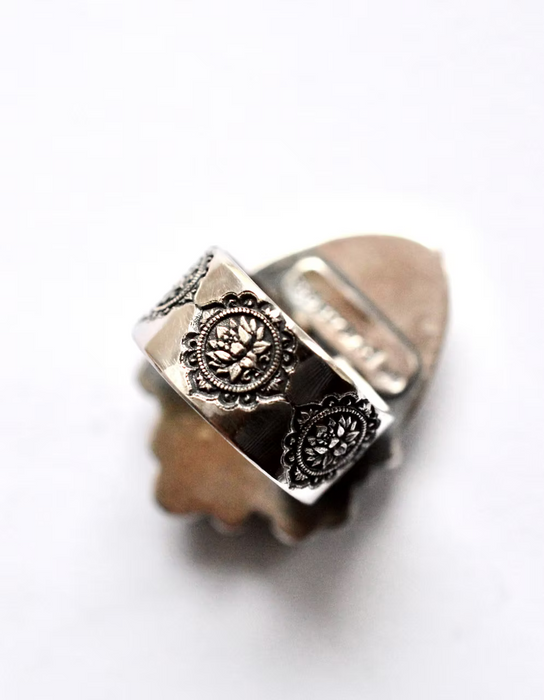 Boulder Opal Ring with Floral Details