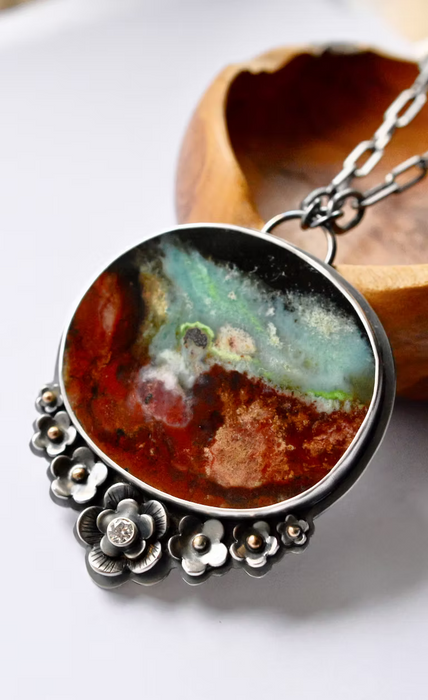 Where Land Meets Sea - Collector Opalized Wood Neckace