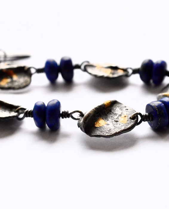 Sterling Silver Sand Dune Bracelet with Lapis