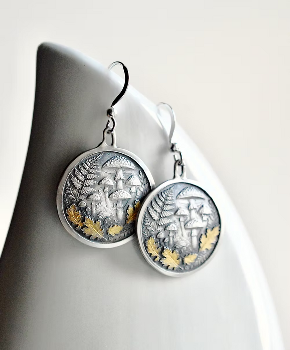Forest Magic- Woodland Earrings with Mushrooms