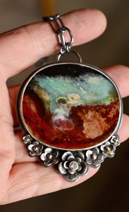 Where Land Meets Sea - Collector Opalized Wood Neckace