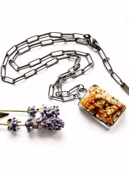Spessartine Garnet Druzy Cluster Pendant