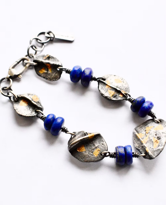 Sterling Silver Sand Dune Bracelet with Lapis