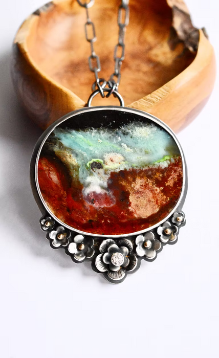 Where Land Meets Sea - Collector Opalized Wood Neckace
