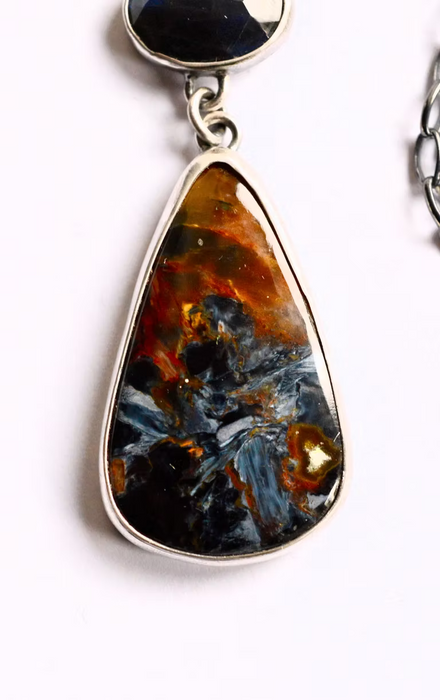 Pietersite and Labradorite Cascade Necklace