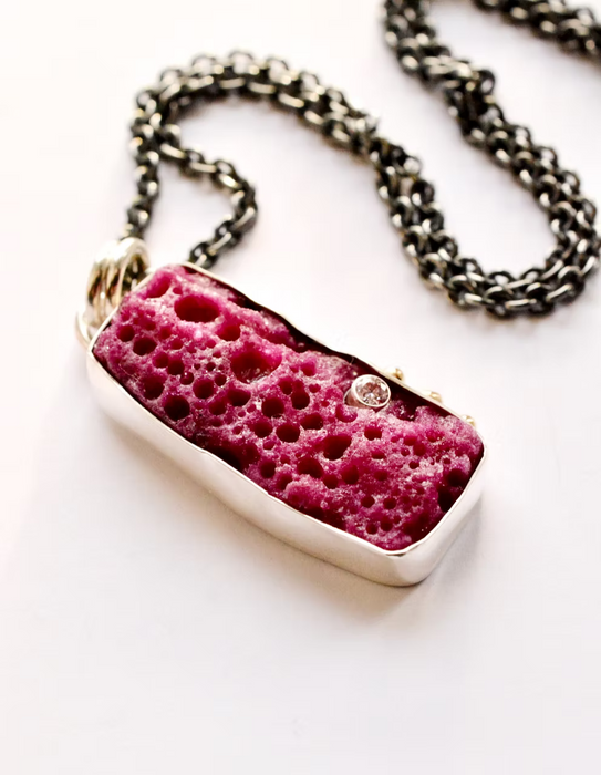 Ruby Necklace with Moissanite (Pendant Only)