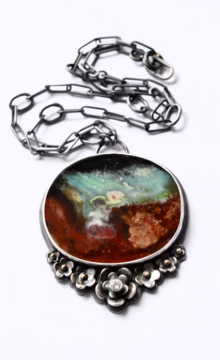 Where Land Meets Sea - Collector Opalized Wood Neckace