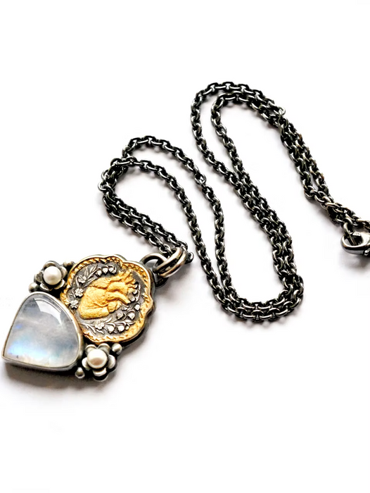 Moonstone Anatomical Heart Talisman Pendant