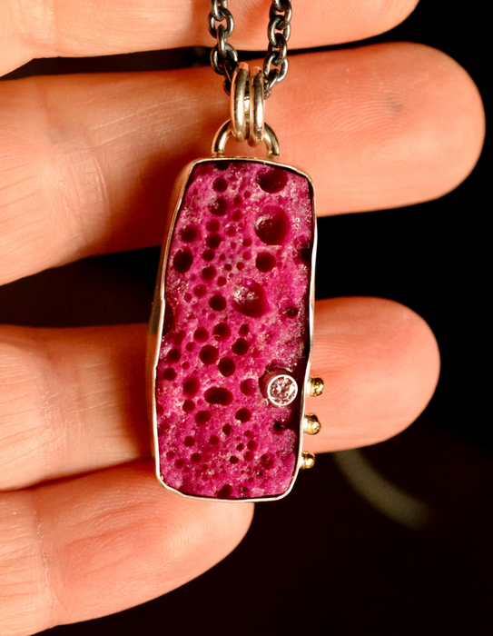 Ruby Necklace with Moissanite (Pendant Only)