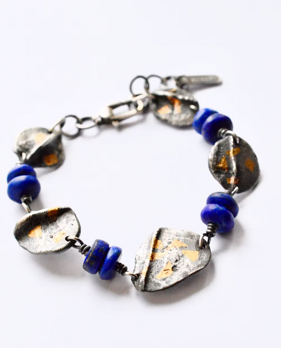 Sterling Silver Sand Dune Bracelet with Lapis