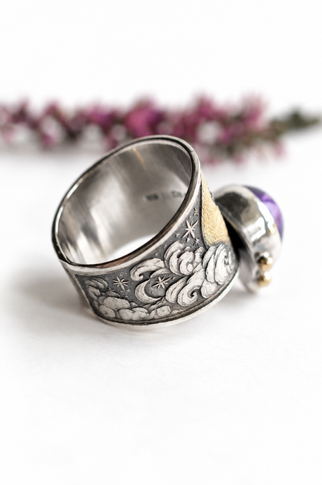 Amethyst Sun & Moon Ring