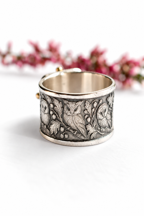 The Golden Hour | Honey Quartz &  Owl Ring