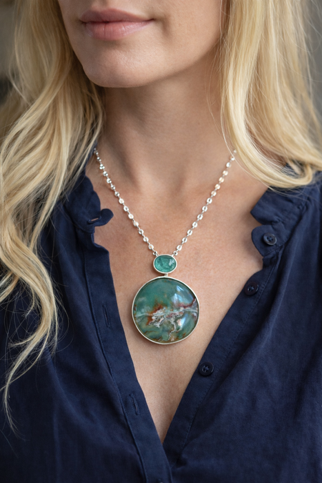 Earthbound - Aquaprase and Kyanite Necklace