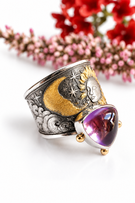 Between Sun & Moon -Amethyst Rjng