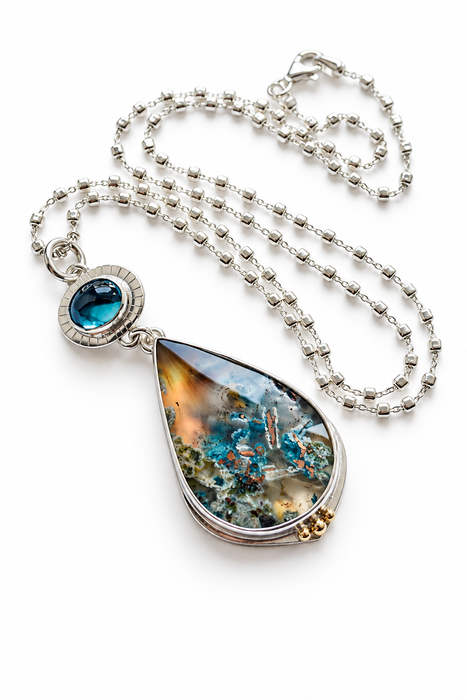 Aquadite & Blue Topaz Necklace
