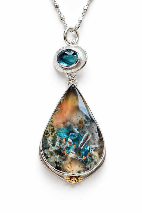 Aquadite & Blue Topaz Necklace