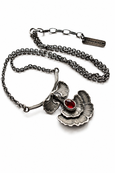 Rhodolite Garnet & Ginkgo Leaf Necklace
