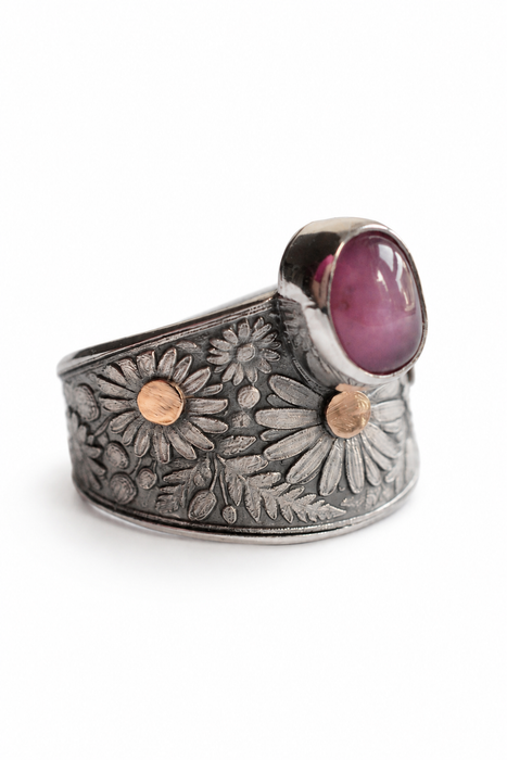 Daisy Silver Ruby Ring