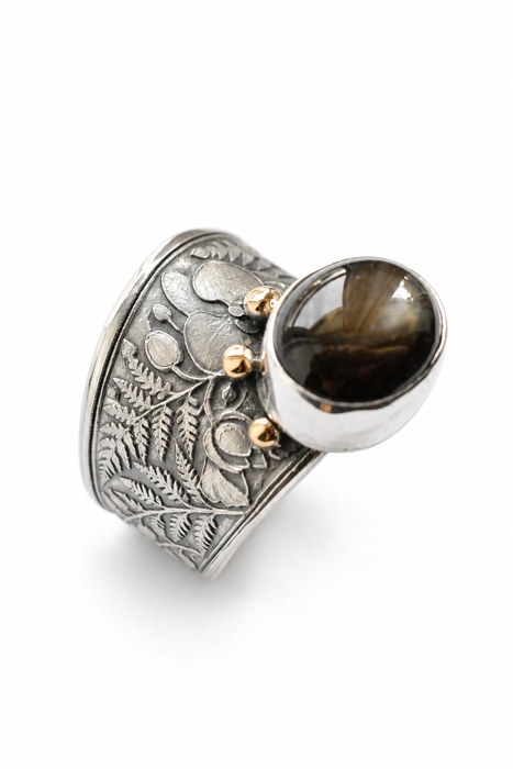 Orchid Start Diopside Ring in Silver and Gold