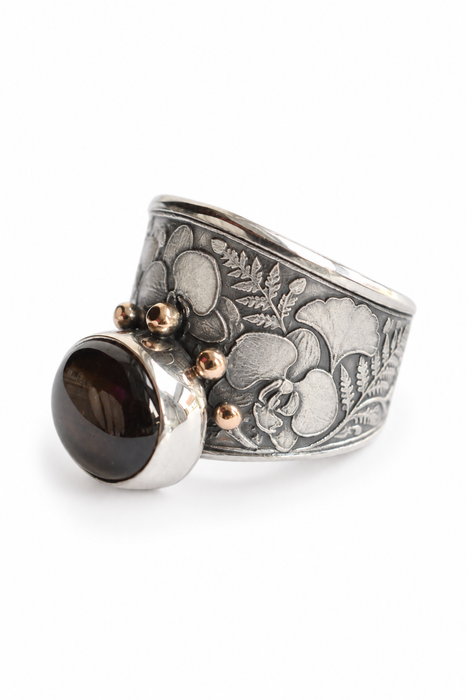 Orchid Start Diopside Ring in Silver and Gold