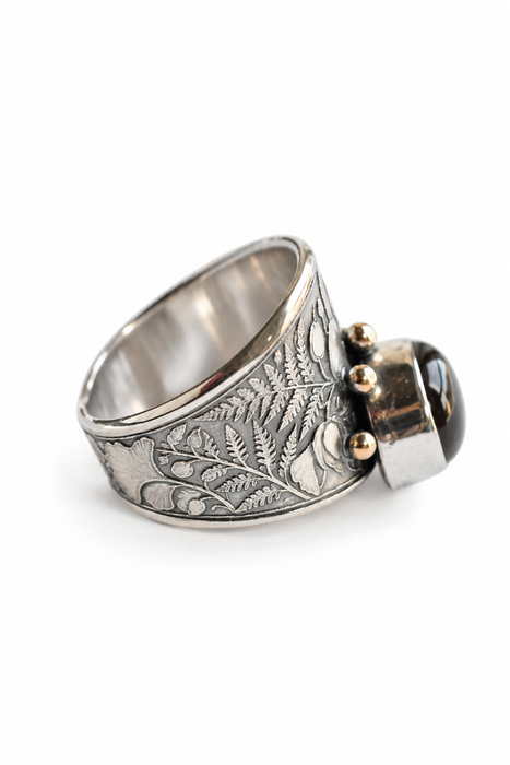 Orchid Start Diopside Ring in Silver and Gold