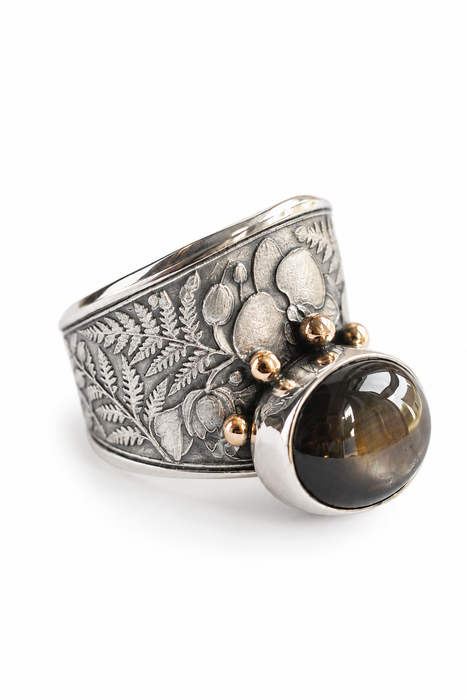 Orchid Start Diopside Ring in Silver and Gold