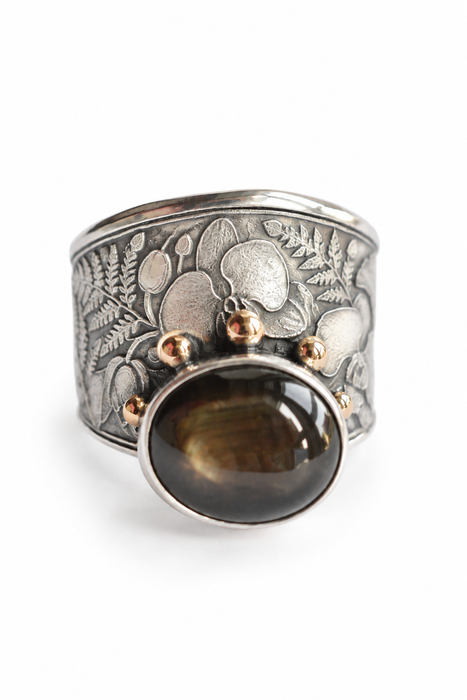 Orchid Start Diopside Ring in Silver and Gold