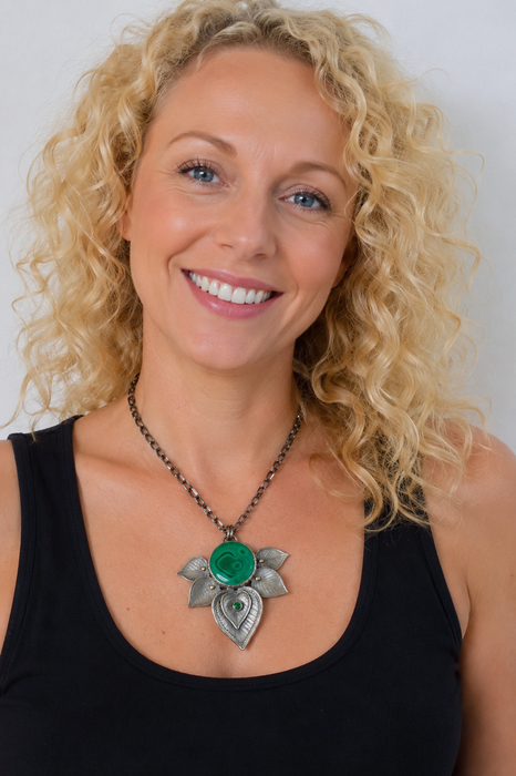 Malachite Botanical Pendant Necklace