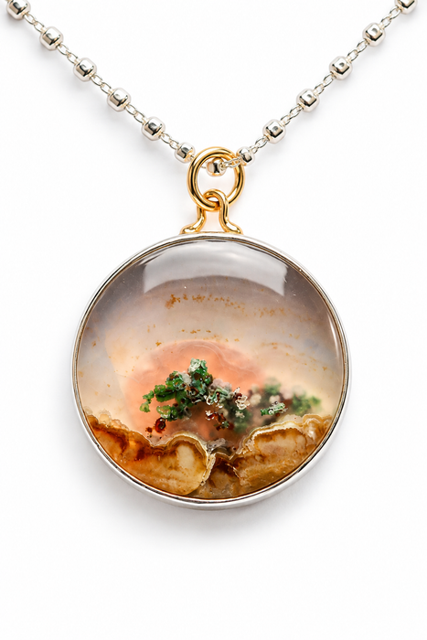 Round Aquadite Landscape Necklace