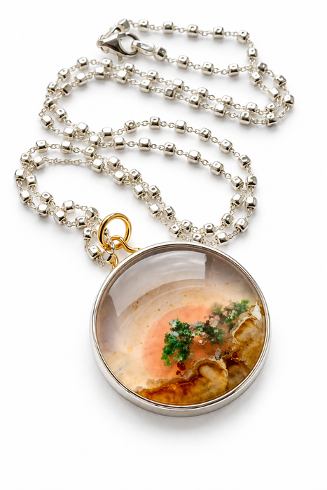 Round Aquadite Landscape Necklace
