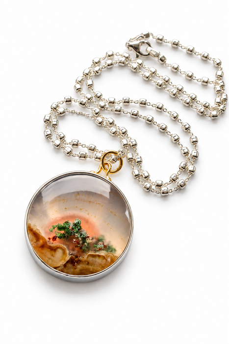 Round Aquadite Landscape Necklace