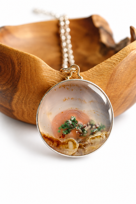 Round Aquadite Landscape Necklace