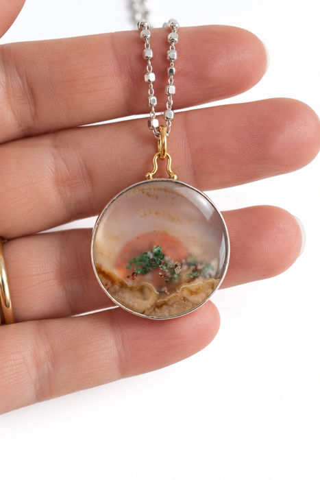 Round Aquadite Landscape Necklace
