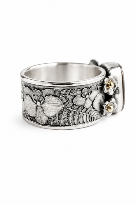 Watermelon Tourmaline Ring in Silver and Gold