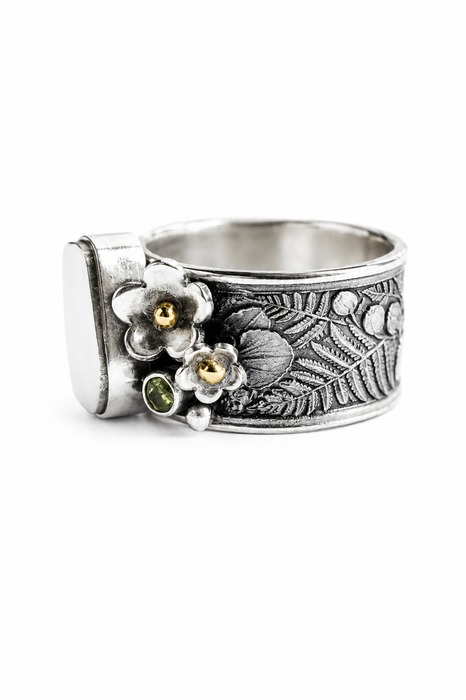 Watermelon Tourmaline Ring in Silver and Gold