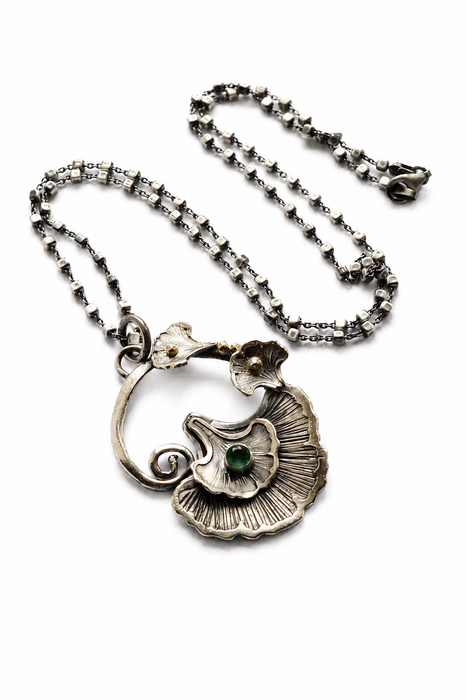 Gingko and Emerald Necklace