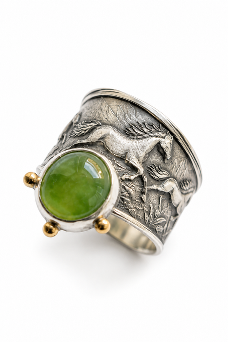 Wild Horses Ring- Sterling Silver, Grossular Garnet and Gold
