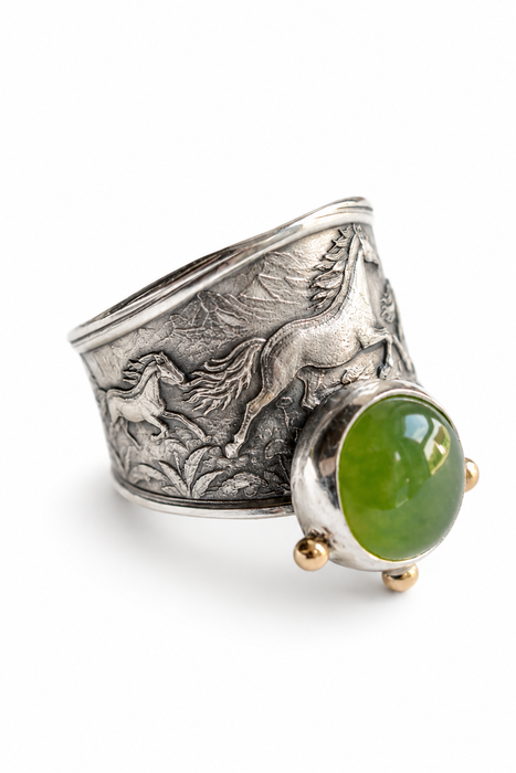 Wild Horses Ring- Sterling Silver, Grossular Garnet and Gold