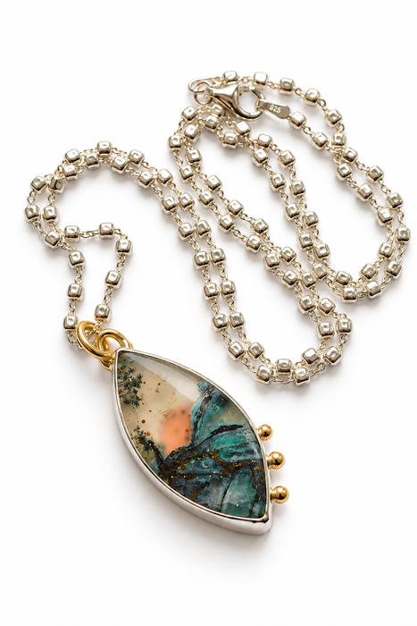 Chrysocolla in Native Copper Necklace
