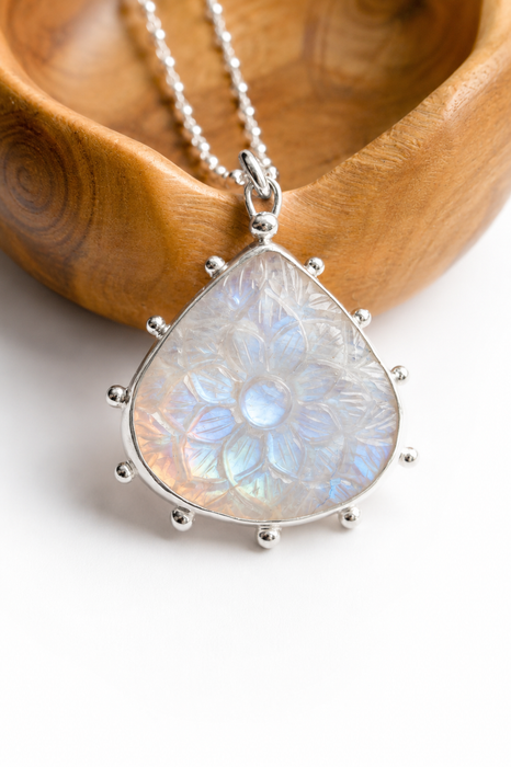 Carved Moonstone Necklace