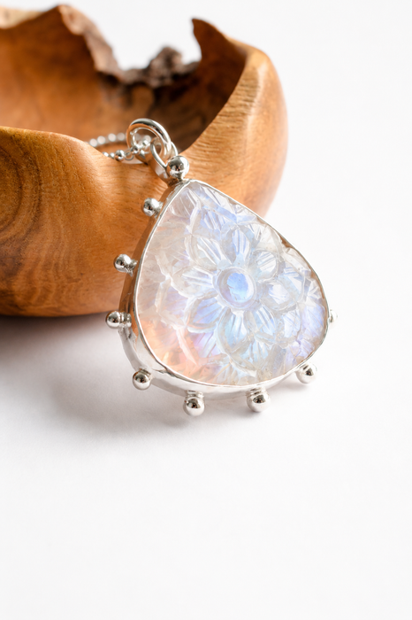 Carved Moonstone Necklace