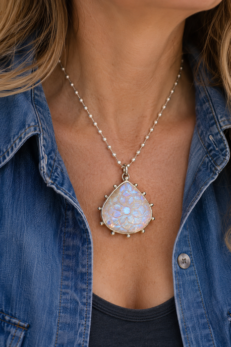 Carved Moonstone Necklace