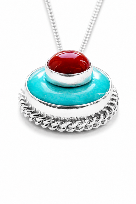 Turquoise and Coral Necklace