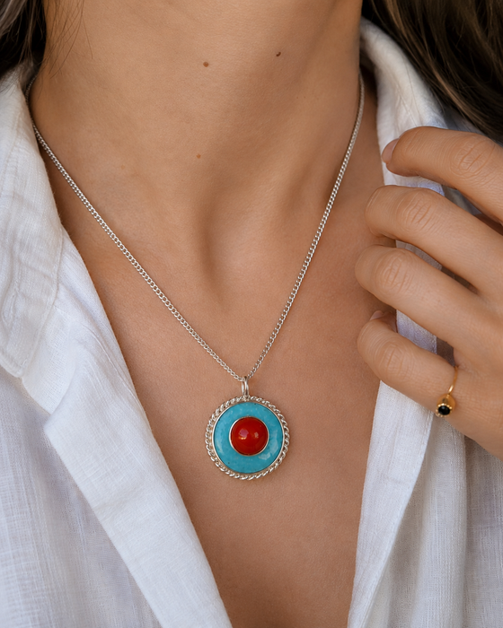 Turquoise and Coral Necklace