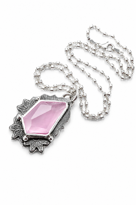 Rose Quartz Necklace in Silver