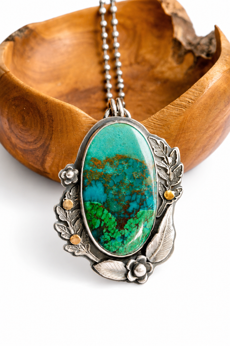 Chrysocolla Botanical Pendant